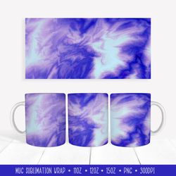 Blue Purple Mug Sublimation Wrap Marble Texture Mug Design
