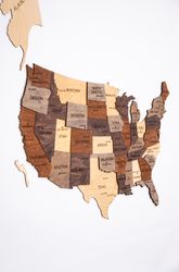 Wood USA Map by Enjoy The Wood, Travel Map of United States, America Map Art, 3D Map USA, Home Wall Decor Travel
