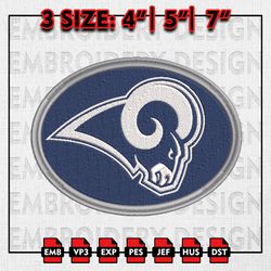NFL Los Angeles Rams Logo Embroidery File, NFL Rams, NFL teams Embroidery Designs, Machine Embroidery