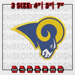 NFL L.A Rams Embroidery Designs, NFL Rams Logo, NFL teams Embroidery Files, Machine Embroidery, Instant Download