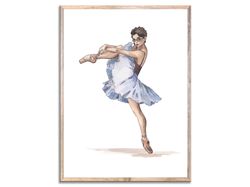 Ballet Dancer Art Ballerina Painting Woman Figurative Watercolor Art Print Neutral Beige and Purple