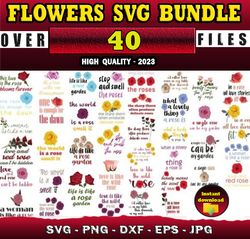 40 FLOWERS SVG BUNDLE - SVG, PNG, DXF, EPS, PDF Files For Print And Cricut