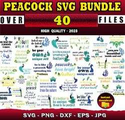 40 PEACOCK SVG BUNDLE - SVG, PNG, DXF, EPS, PDF Files For Print And Cricut