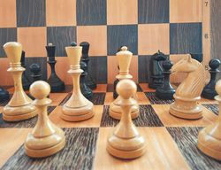 Botvinnik wooden weighted tournament Soviet chess pieces BF2