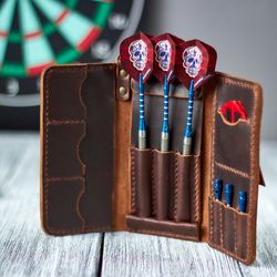Personalized Leather Darts Set Case, Dart Player Gift
