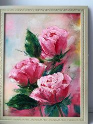 Roses Floral Oil Painting Original Art