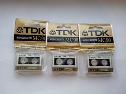New sealed  TDK MC-90 3 pack microcassette 90 minutes vintage cassette lifelike voice reproduction