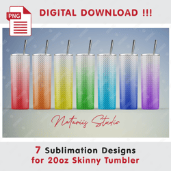 7 Knitted Sublimation Patterns - 20oz SKINNY TUMBLER - Full tumbler wrap