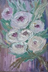 roses oil painting hand painted rose flowers painting original art flowers impasto wall art 12x8 inch