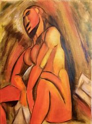 Nude woman oil painting Nude Style Picasso artwork Pablo Picasso Woman portrait Figurative painting Original oil artwork
