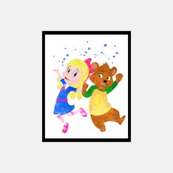 Goldie and Bear Disney Art Print Digital Files decor nursery room watercolor