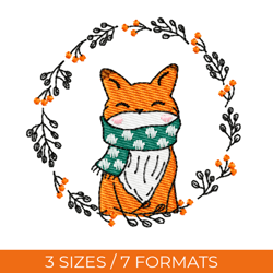 Fox, Embroidery machine file, Embroidery design, Fox embroidery, Animals embroidery