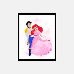 The Little Mermaid Eric Arielle Disney Art Print Digital Files decor nursery room watercolor