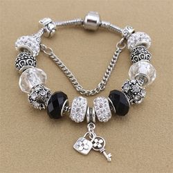Black and White Beads Charm Pandora Bracelet Bangles