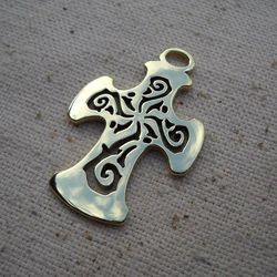 Brass cross necklace pendant,handmade ukrainian Brass Cross,christianity Cross Pendant,christianity gift online,handmade