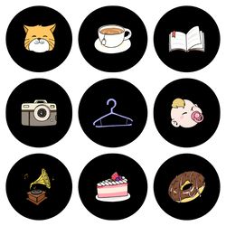 50 caarton lifestyle highlight instagram icons. Cute social media icons. Digital download.