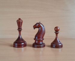 Botvinnik spare replacement brown chess pieces: bishop, knight & pawn - weighted Soviet tournament chess parts 1950s