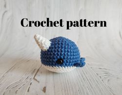 Crochet narwhal pattern, amigurumi narwhal patterns,  sea animals pattern, crochet pocket narwhal