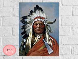 Cross Stitch Pattern,Sitting Bull,X Stitch Chart,Native American ,American Indian,Historical Person,Pdf Instant Download