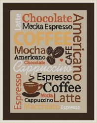 Coffee Sampler Vintage Cross Stitch Pattern PDF  Coffee inscription for kitchen decoration