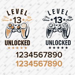 Level Unlocked Birthday Template DIY Video Gamer Shirt Game Controller SVG Cut File T-shirt Sublimation Design