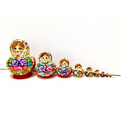 Matryoshka Russian 10 piece Nesting DollsRussian Wooden Toys Babushka Doll Flowers Nesting Dolls Babushka Gift
