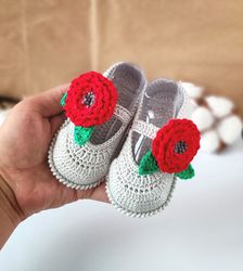 Crochet Baby Shoes Pattern, Newborn Slippers, Crocheted Sandals for Girls, English Patterns, Easy Crochet Baby Pattern