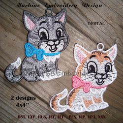 Free standing lace kittens 4x4 digital machine embroidery designs