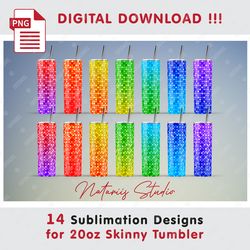 14 Mosaic Sublimation Patterns - 20oz SKINNY TUMBLER - Full tumbler wrap