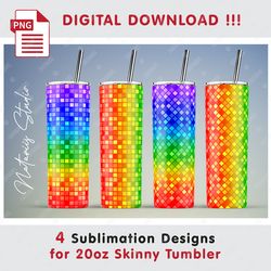 4 Mosaic Sublimation Patterns - 20oz SKINNY TUMBLER - Full tumbler wrap