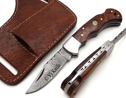 Custom Hand Forged, Damascus Steel Functional Folding Knife 7 inches, Pocket Knife, Daggers Battle Ready, With Sheath