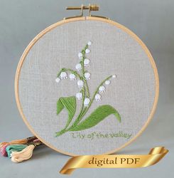 Lily of the valley pattern PDF hand embroidery DIY, Floral design