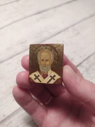 Saint Nicholas the Wonderworker | Archbishop of Myra | Hand painted icon | Orthodox icon | Travel size icon | Holy icon
