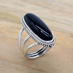 Black Onyx 925 Silver Handmade Ring Jewelry, Onyx Chunky Women Rings, Valentines Day Gift Ring