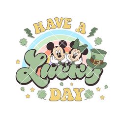 Have A Lucky Day Svg, Rainbow Svg, Mouse St. Patrick Day Svg, Retro St. Patricks Day Svg, St. Patrick's Day Mouse And Fr