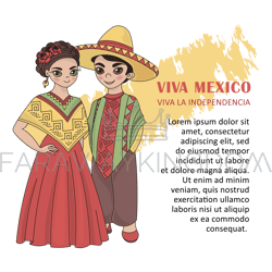 INDEPENDENCE MEXICO Traditional Folk Vector Illustration Set