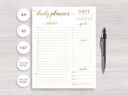 Daily Planner printable, Daily Organizer, Planner page, Planner inserts, Notebook Refill, Daily Schedule, Work Planner