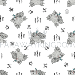 INDIANS OWL American Native Culture Ethnic Seamless Pattern