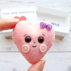 pink heart, pocket hug, long distance relationship, valentines day gift for her, anniversary gift for girlfriend