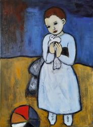 Angel artwork Pablo Picasso painting Copy Original oil painting painting Portrait child with pigeon