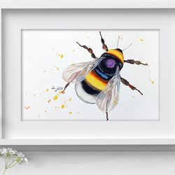 Bumblebee watercolor bee painting bees original art watercolor by Anne Gorywine
