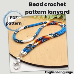Bead crochet PDF pattern blue lanyard, Bead rope pdf pattern, Seed bead crochet pattern, Pattern lanyard