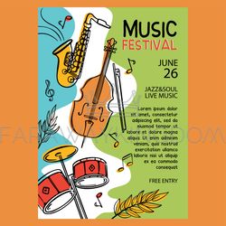 JAZZ FESTIVAL BANNER Musical Invite Colorful Concert Poster