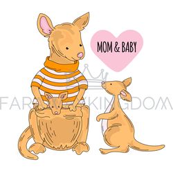 KANGAROO BABY Australian Animal Cartoon Vector Illustration Set
