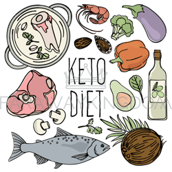 KETO DIET Healthy Food Low Carb Fresh Vector Illustration Set