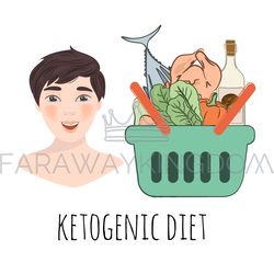 KETO SHOPPING Healthy Food Nutrition Vector Illustration Set