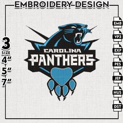 Carolina Panthers NFL Logo Embroidery Designs, Panthers Football Embroidery files, NFL Teams, Football, Digital Download