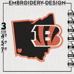 Cincinnati Bengals NFL Logo Embroidery Design, Bengals Football Embroidery files, NFL Teams, Machine embroidery designs