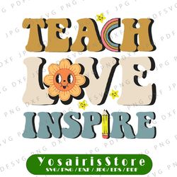 Retro Teacher Love Inspire Svg, Teacher  Svg, Happy 100th Day Of School Svg, Cricut, svg files, File For Cricut