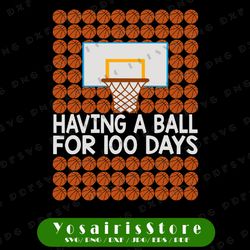Having A Ball For 100 Days Svg, 100 Days Of School Svg, Basketball Svg, 100th Day Balls Svg, Cricut, svg files